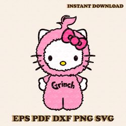 Pink Grinch Hello Kitty Christmas SVG Graphic Design File