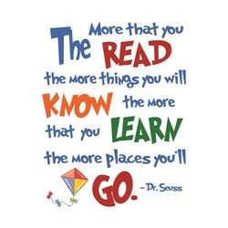 Dr Seuss The more that you read svg, Dr Seuss Svg, Reading Svg, Reading Books Svg, Reading Dr Seuss, Love Reading Svg, F