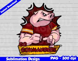 Commanders Png, Football mascot comics style, go commanders t-shirt design PNG for sublimation, sport mascot design