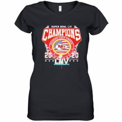 Super Bowl Liv Champions Kansas City Chiefs 2020 American Flag Independence Day Women&039s V-Neck T-Shirt