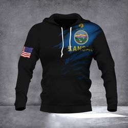 kansas flag and american flag logo hoodie proud kansas state hoodie christmas gift for him