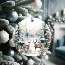 christmas ornament watercolor winter landscape transparent background