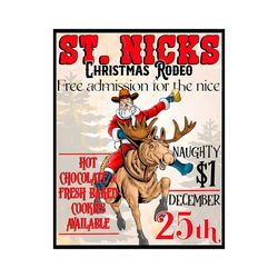 Retro St Nicks Christmas Rodeo Poster PNG Download