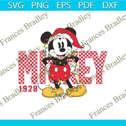 Retro Checkered Mickey Christmas Lights 1928 SVG File