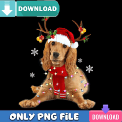 Cocker Spaniel Reindeer PNG Perfect Sublimation Design Download