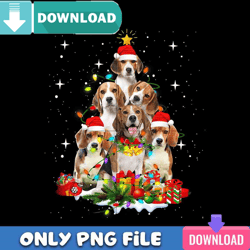 Cute Beagle Dog Christmas Tree PNG Perfect Sublimation Design