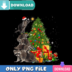 Cute Racoon Christmas Tree PNG Perfect Sublimation Design Download