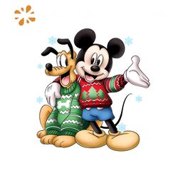 Cute Mickey And Pluto Xmas PNG Sublimation Download