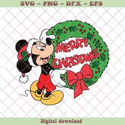 Mickey Merry Christmas Laurel Wreath SVG For Cricut Files