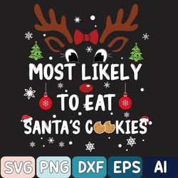 Christmas Matching Family San-Ta Hat Svg, Custom Text Most Likely To Eat San-Ta's Cookies Svg, Christmas Png