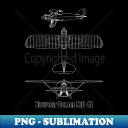Nieuport Delage NiD 42 French Fighter Plane Blueprint Diagram Gift - Retro PNG Sublimation Digital Download - Defying the Norms