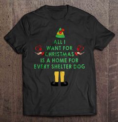 All I Want For Christmas Is A Home For Every Shelter Dog Elf Christmas Tree V-Neck T-Shirt