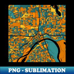 Saint Paul Map Pattern in Orange  Teal - Vintage Sublimation PNG Download - Perfect for Sublimation Art