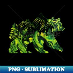 Bear silhouette with mountains and trees - Exclusive Sublimation Digital File - Vibrant and Eye-Catching Typography