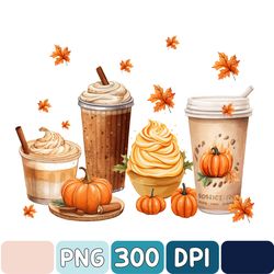 Fall Coffee Drink Png, Autumn Sublimation Designs, Orange Pumpkin Latte Png, Coffee Sublimation Png, Fall Png
