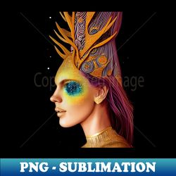 all that glitters - cosmic goddess portrait - high-quality png sublimation download - enhance your apparel with stunning detail