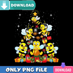 Cute Bee Christmas Tree PNG Perfect Sublimation Design Download