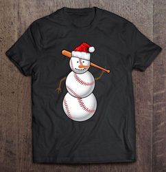 baseball snowman funny christmas tee t-shirt