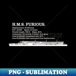 HMS Furious British WW2 Aircraft Carrier Infographic - Elegant Sublimation PNG Download - Fashionable and Fearless