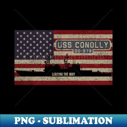 Conolly DD-979 Spruance Class Destroyer Ship Vintage USA American Flag Gift - High-Quality PNG Sublimation Download - Create with Confidence