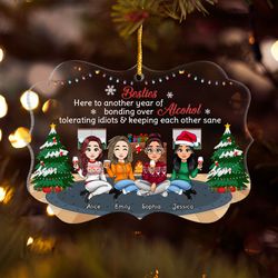 Besties Bonding Over Alcohol Personalized Christmas Ornament