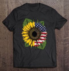 Beautiful Sunflower American Flag Patriotic Women Christmas Pullover Tee T-Shirt