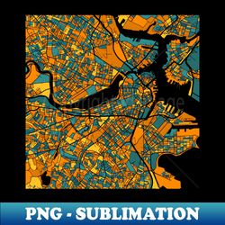 Boston Map Pattern in Orange  Teal - Exclusive PNG Sublimation Download - Instantly Transform Your Sublimation Projects