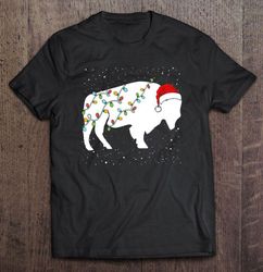 bison santa hat christmas lights tshirt