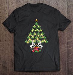 cannabis christmas marijuana weed leaf light up tree tee t-shirt