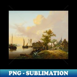 Peasants Unloading Cargo by Jan van Os - High-Quality PNG Sublimation Download - Capture Imagination with Every Detail