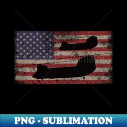 CH-47 Chinook Military Transport Helicopter Vintage American Flag - Special Edition Sublimation PNG File - Perfect for Creative Projects