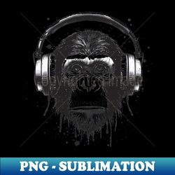 Monkey listening to music - Exclusive PNG Sublimation Download - Create with Confidence