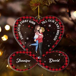 Infinity Heart Couple Hugging Kissing Personalized Ornament