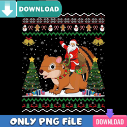 Santa Riding Chipmunk PNG Perfect Sublimation Design Download