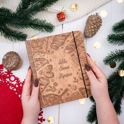 Custom Christmas gift Personalized Wooden Recipe Book CHRISTMAS