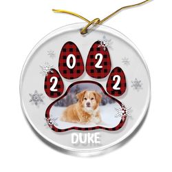 personalized acrylic dog ornaments custom dog photo pawprint