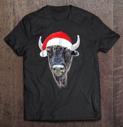 cow santa hat christmas tshirt