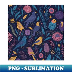 pastel floral bird pattern - png transparent sublimation design - bold & eye-catching
