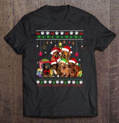 dachshund santa hat christmas tshirt
