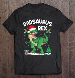 Dadsaurus Rex T-Rex Santas Hat Snowflakes Christmas2 Tee Shirt
