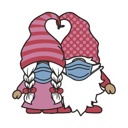 Quarantine Love Gnomes SVG, Valentine Svg, Happy Quarantine Day Svg, Gnomes Svg, Gnomes Couple Svg, Face Mask Svg, Cute
