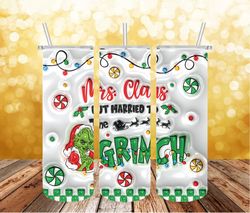3D Inflated Grinch Pink Christmas 20Oz Skinny Tumbler Png, Grinch Png, Christmas 20oz Tumbler Wrap, Christmas Movies Png
