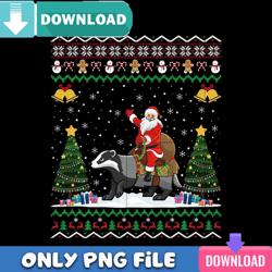 Santa Riding Badger PNG Perfect Sublimation Design Download