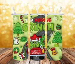 3D Inflated Grinch Christmas 20Oz Skinny Tumbler Png, Grinch Png, Christmas 20oz Tumbler Wrap, Christmas Movies Png