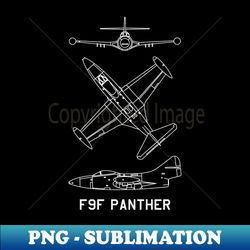 F9F Panther Jet Fighter Aircraft Blueprints - Modern Sublimation PNG File - Bold & Eye-catching