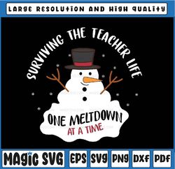 Surviving the Teacher Life Meltdown Snowman Mom Womens Holiday Bleach Christmas Svg, png Digital Download,Cricut svg