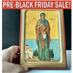 Saint Paraskeva Friday | Christian Byzantine Greek Orthodox Handmade Icon | Made in Mount Athos