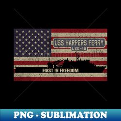 Harpers Ferry LSD-49 Landing Ship Dock Vintage USA  American Flag Gift - Elegant Sublimation PNG Download - Unleash Your Creativity