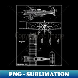 Yokosuka B4Y Japanese WW2 Biplane Torpedo Bomber Plane Blueprints Diagram Gift - PNG Transparent Sublimation Design - Enhance Your Apparel with Stunning Detail