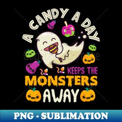 A Candy A Day Keeps The Monsters Away Halloween - Decorative Sublimation PNG File - Bring Your Designs to Life